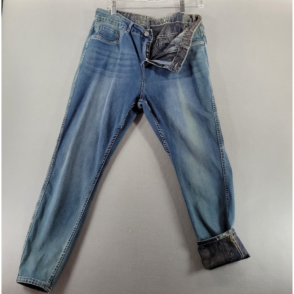 Venus Reversible Skinny Jeans Womens Blue Denim Snake & Animal Print